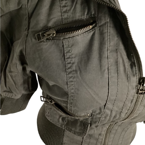 Ashley By 26 International Small Dark Green 1/2 Sleeve Cropped Utility Jacket - Picture 2 of 8